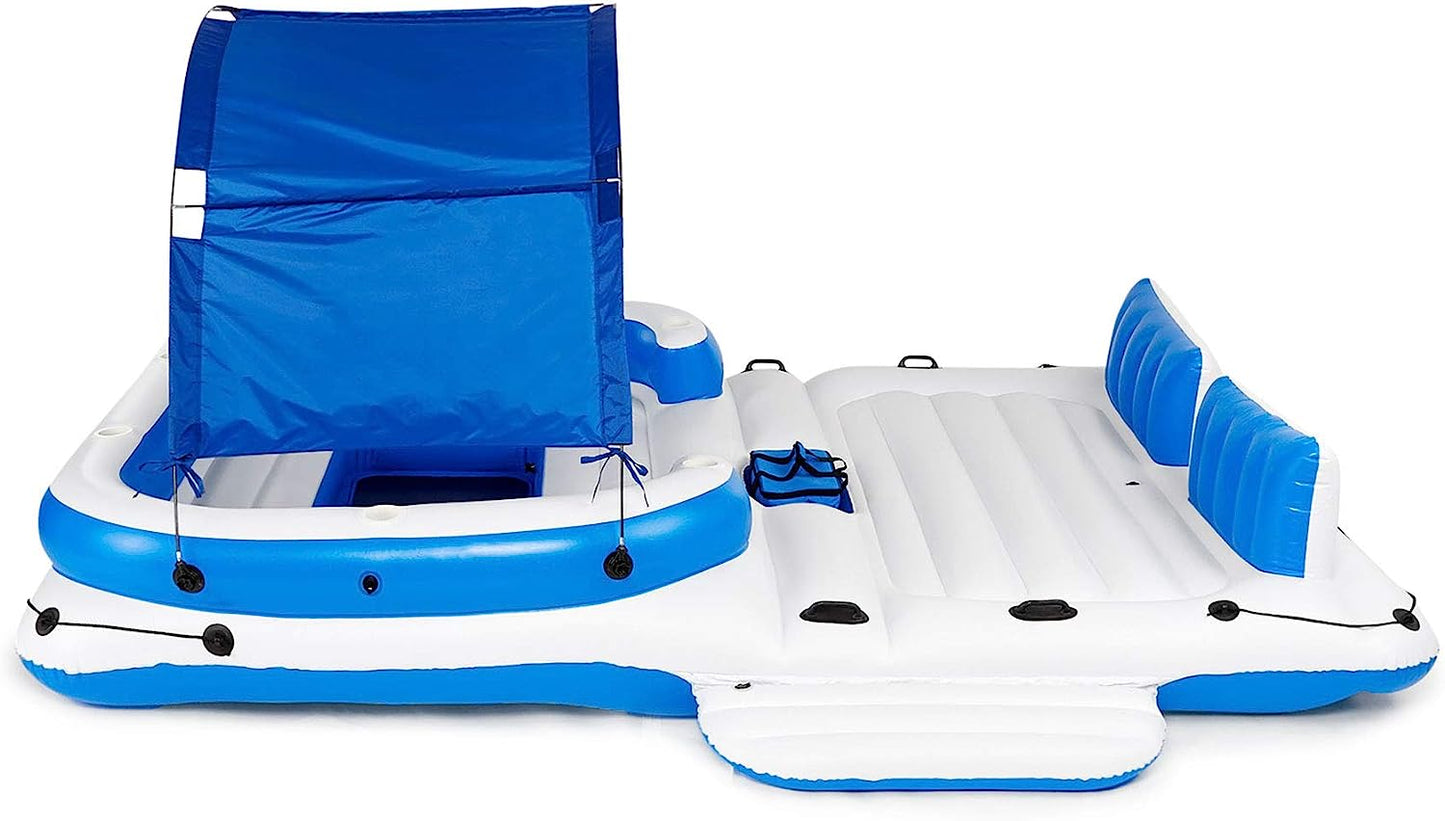 Tropical Breeze 6 Person Floating Island Lake Raft Lounge
