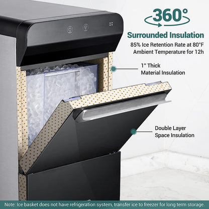 V2.0 Countertop Nugget Ice Maker | Self Cleaning Pellet Ice Maker | Open and Pour Refill | Stainless Steel Housing |