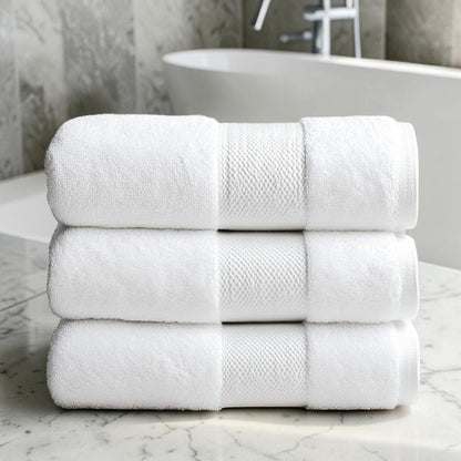 Krevo Luxury Bath Towel - 800 GSM Extra Thick Egyptian Cotton - Hotel Quality Spa Towel - Ultra Soft & Highly Absorbent - White